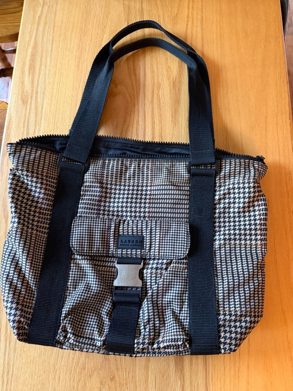 Lauren Ralph Lauren Black & Tan Houndstooth Purse
